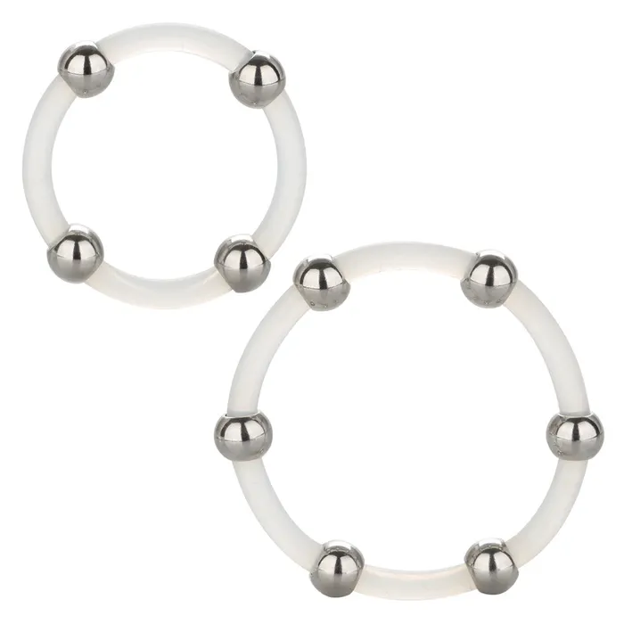 Male Sex Toys STEEL BEADED SILICONE RING SET California Exotics