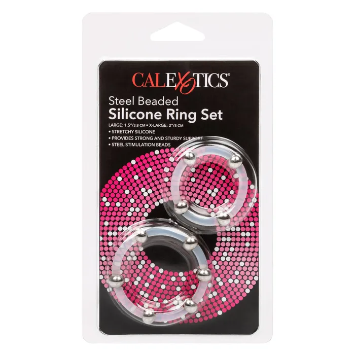 Male Sex Toys STEEL BEADED SILICONE RING SET California Exotics