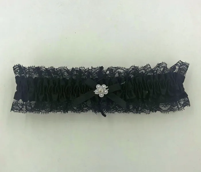 Anal Elegant Moments Satin Leg Garter One Size Black With Black Lace