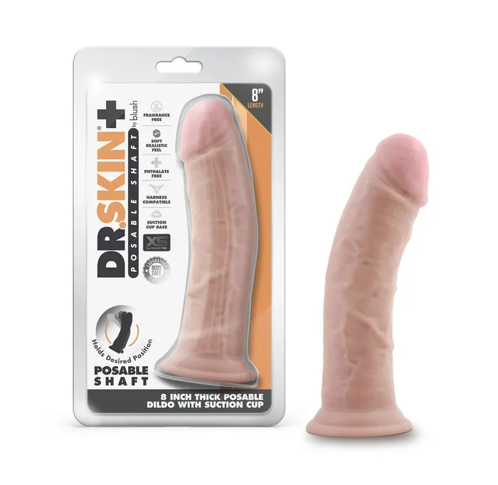 Dr Skin Plus 8 Inch Thick Posable Dildo Vanilla Blush Novelties Dildos
