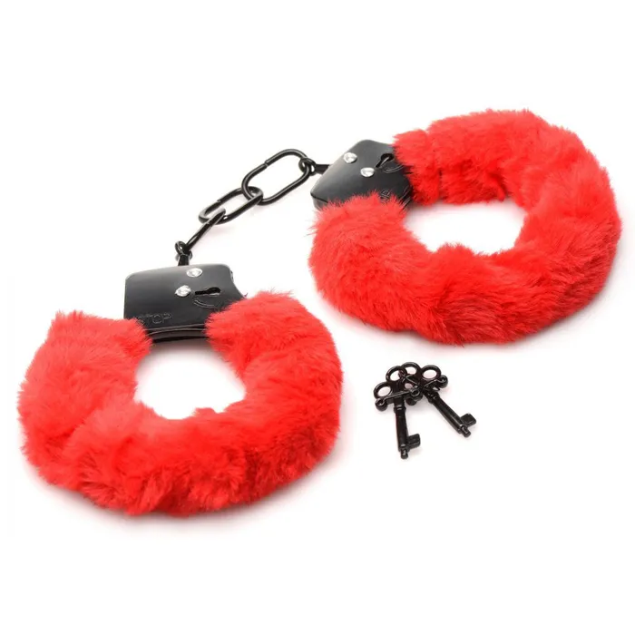 XR Brands Master Series Vibrators Cuffed in Fur Furry Handcuffs Red XR Brands Master Series Vibrators Cuffed in Fur Furry Handcuffs Red